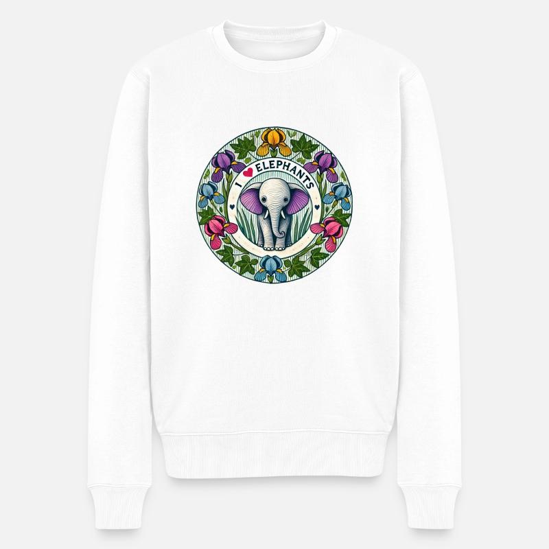 Ich liebe Elefanten - Männer Premium Bio Pullover - Weiß