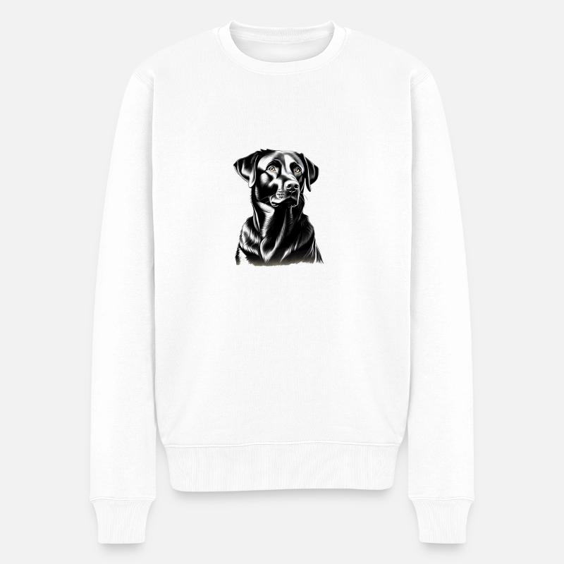 Chien labrador retriever noir - Pull Premium bio Homme - blanc