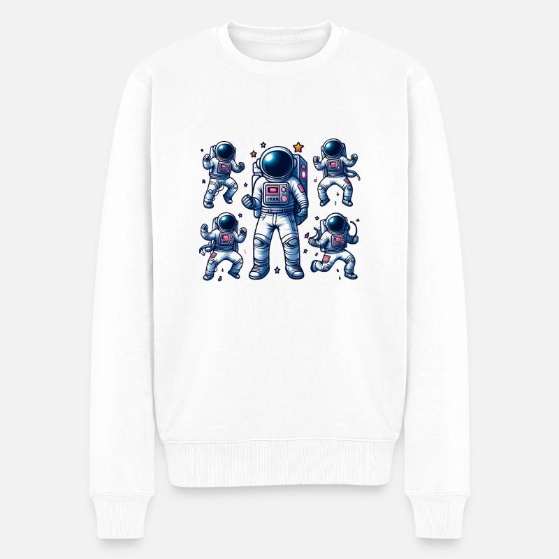 Voyage Spatial - Astroanut Lune Planet - Pull Premium bio Homme - blanc