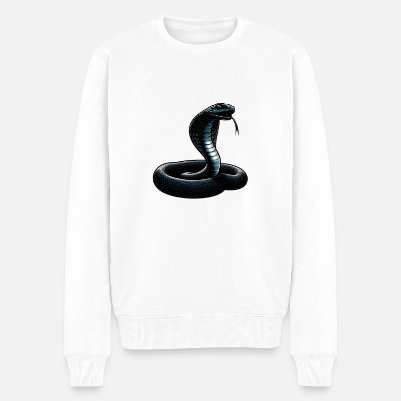 Schwarze Mamba Schlange - Männer Premium Bio Pullover - Weiß