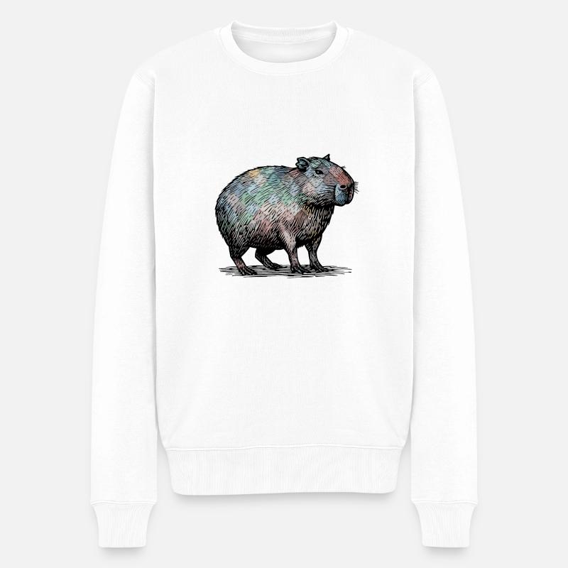 Cabybara - Männer Premium Bio Pullover - Weiß