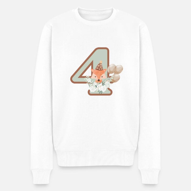 4e anniversaire renard fleurs - Pull Premium bio Homme - blanc