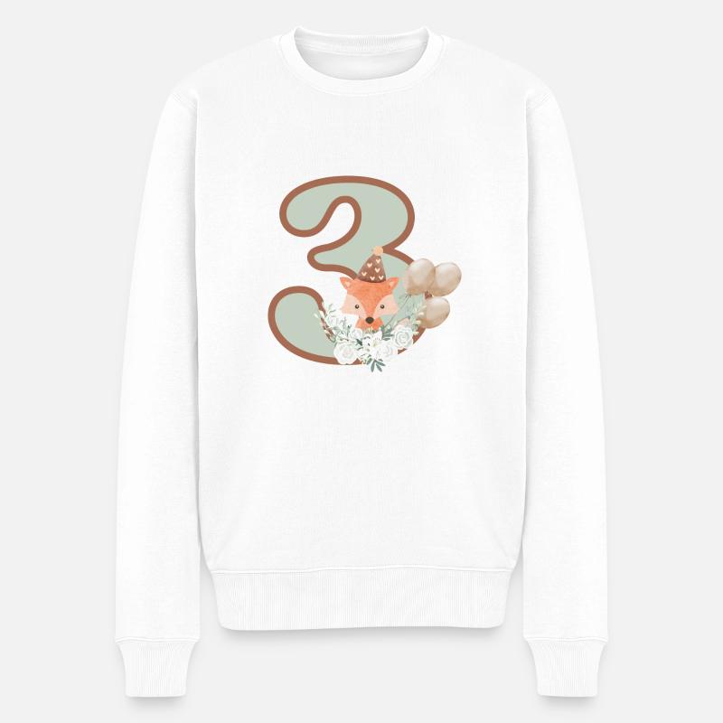 3e anniversaire renard fleurs - Pull Premium bio Homme - blanc