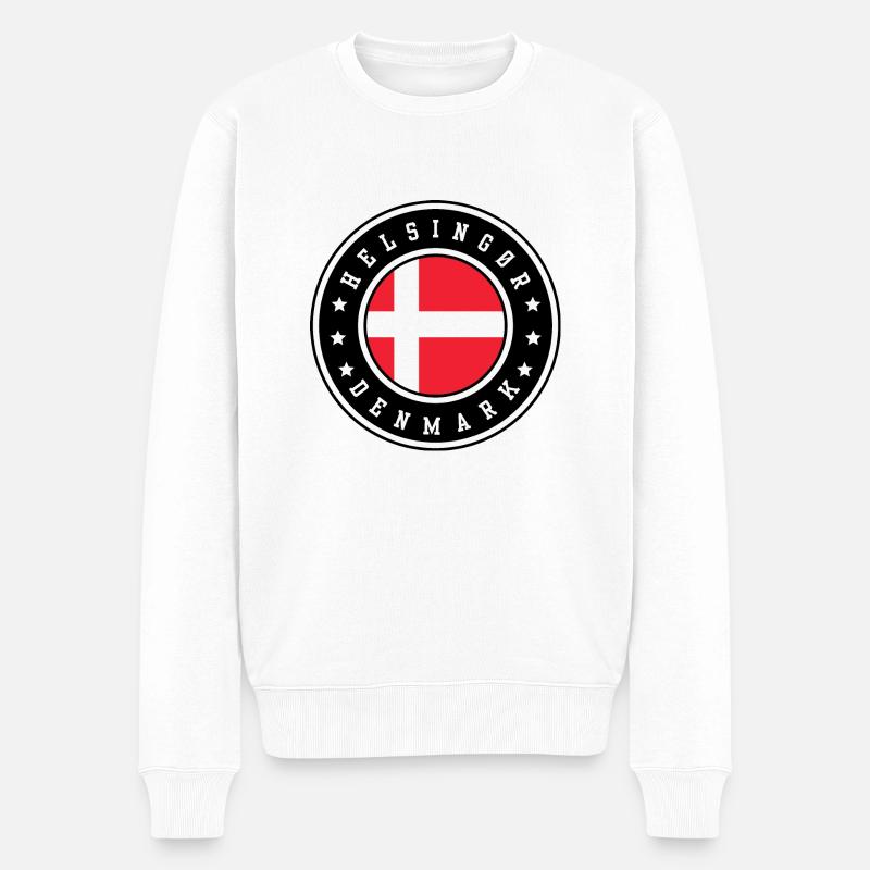 Helsingør, Dänemark - Männer Premium Bio Pullover - Weiß