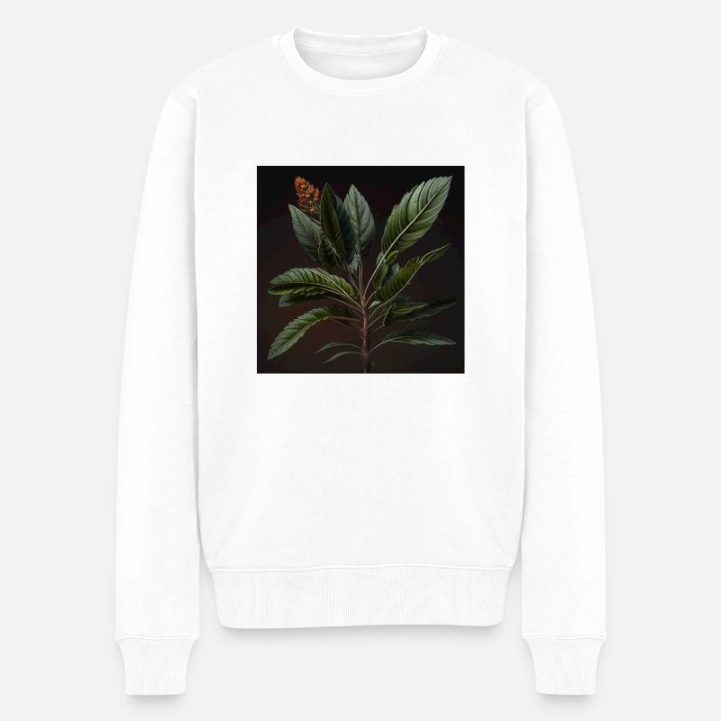 Florale Eleganz - Männer Premium Bio Pullover - Weiß