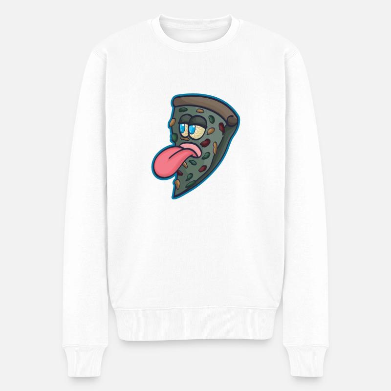 Pizzastück Pizzeria - Männer Premium Bio Pullover - Weiß