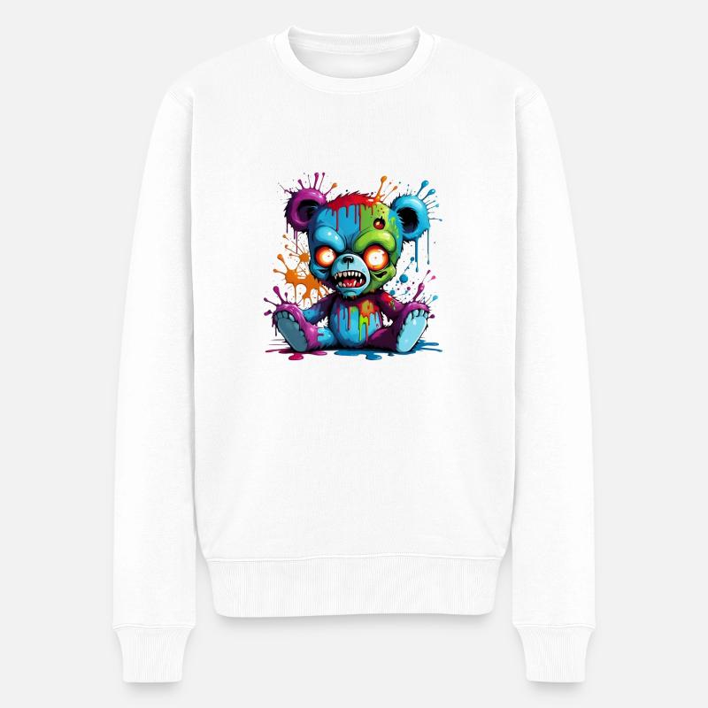 Graffiti Zombie Teddy - Männer Premium Bio Pullover - Weiß