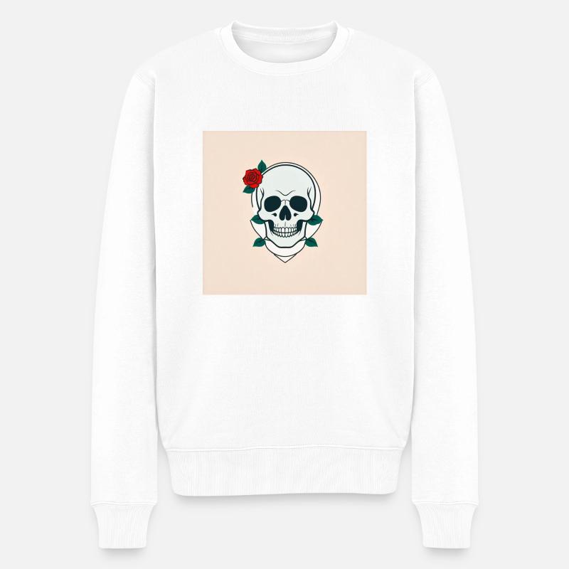 Tode Rose - Männer Premium Bio Pullover - Weiß