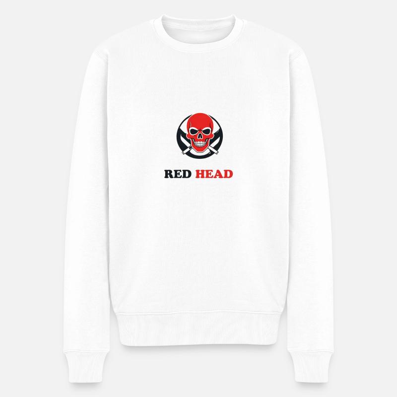 Roter Kopf - Männer Premium Bio Pullover - Weiß