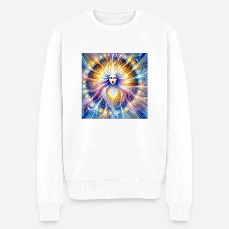Mächtige Aura - Männer Premium Bio Pullover - Weiß