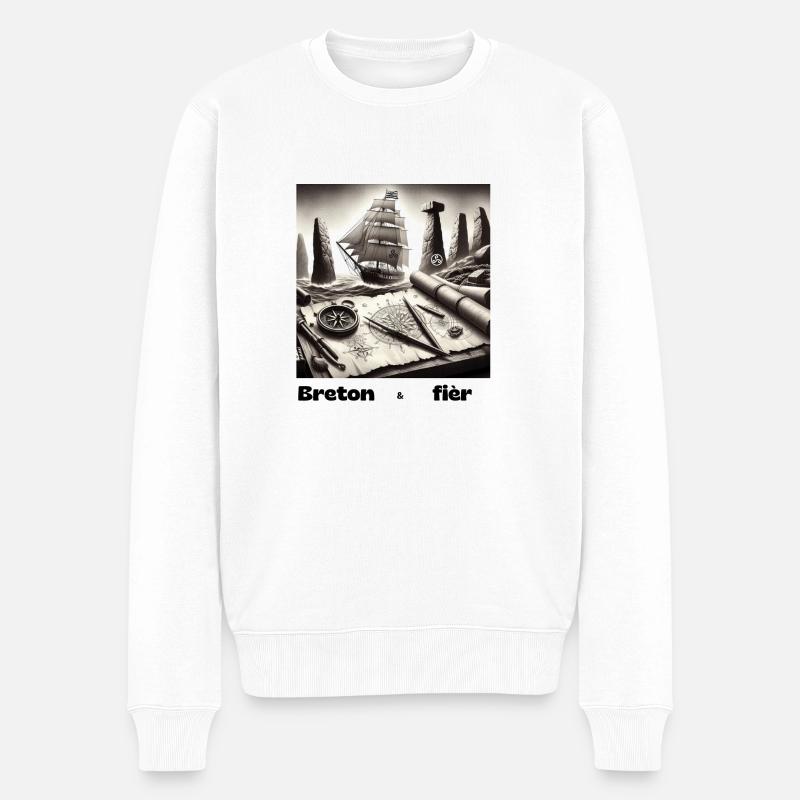 Stolzer Bretone - Männer Premium Bio Pullover - Weiß
