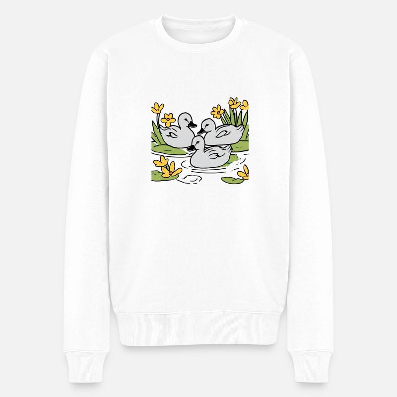 Entchen - Männer Premium Bio Pullover - Weiß