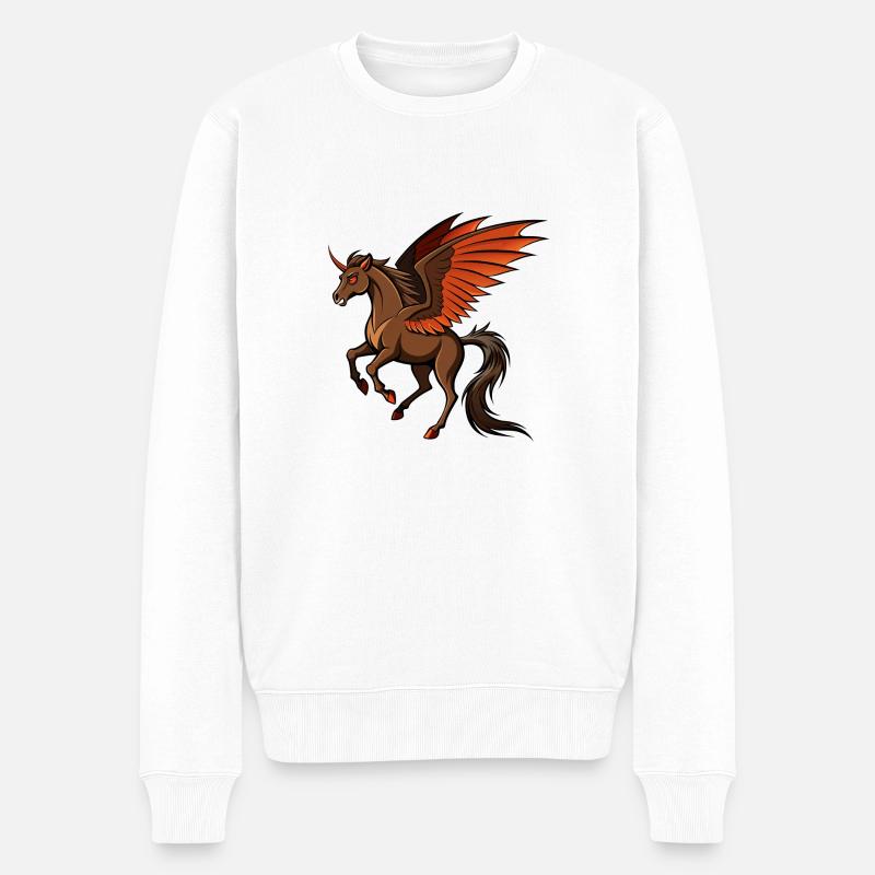 Kampfbereites Dämonenpferd - Männer Premium Bio Pullover - Weiß