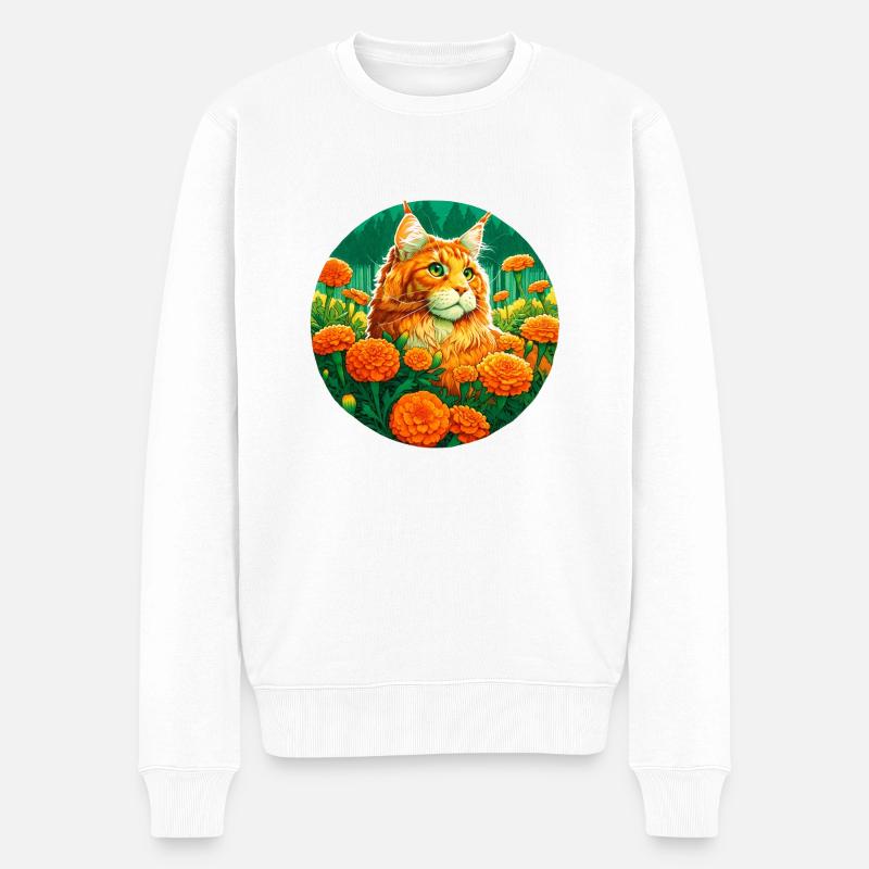 Ingwer Mainecoon Katze - Männer Premium Bio Pullover - Weiß