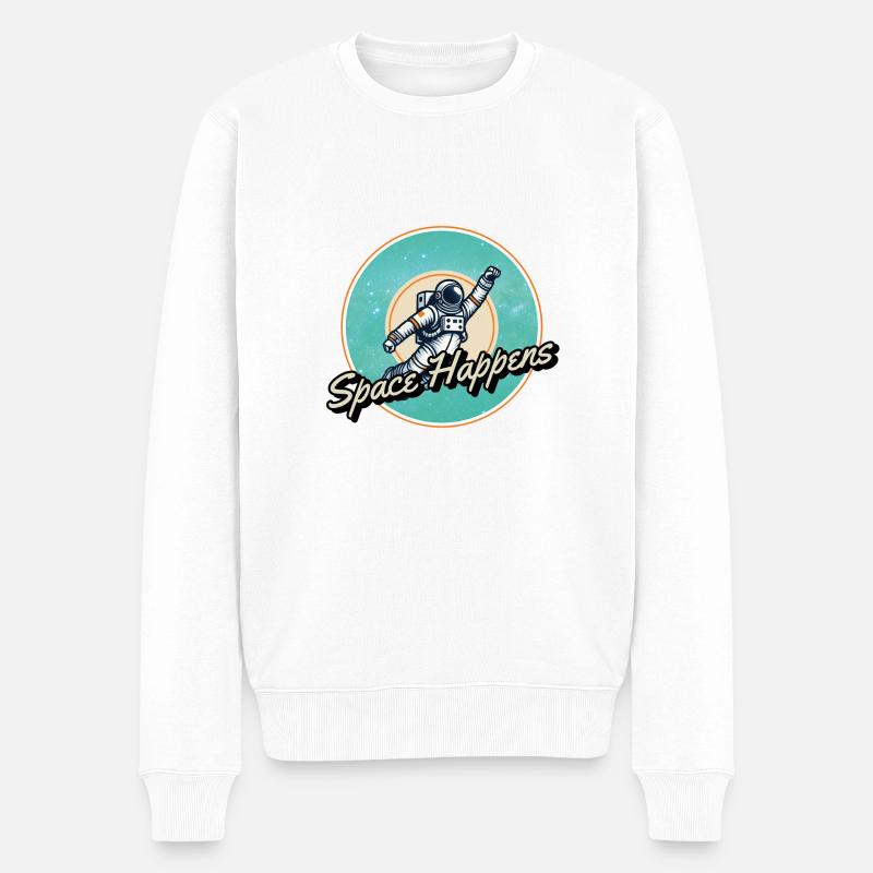 Space Happens logo - Männer Premium Bio Pullover - Weiß