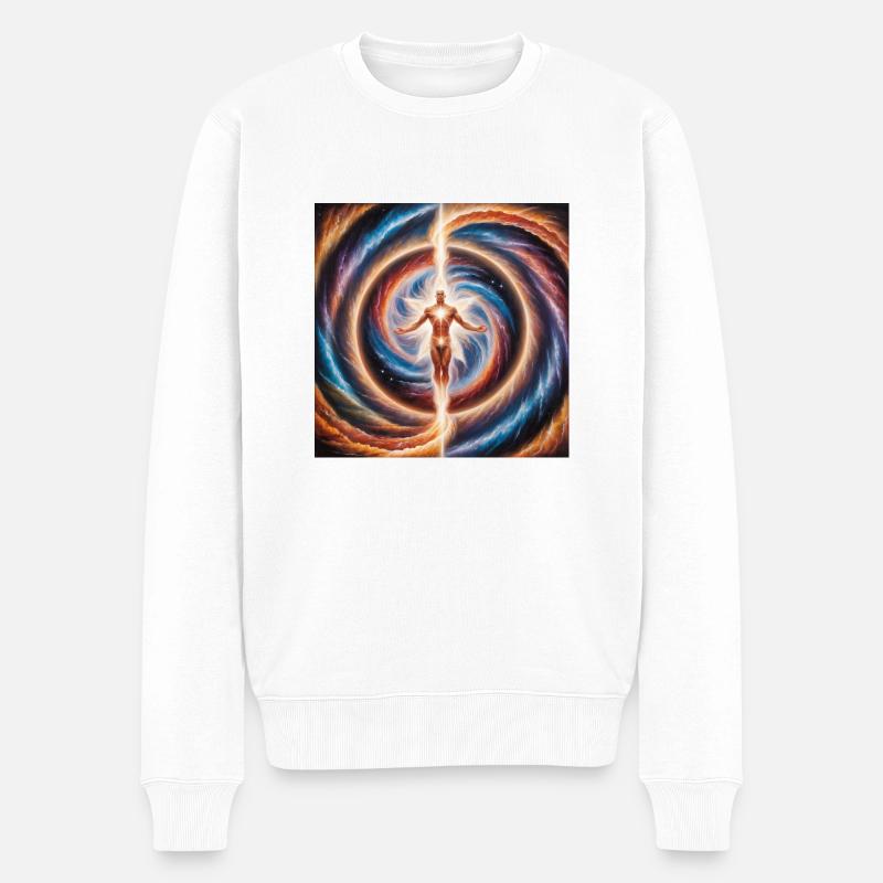 Mythische Sternenfusion - Männer Premium Bio Pullover - Weiß