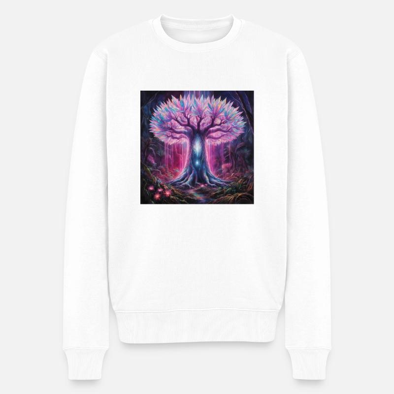 Der Kristallene Lebensbaum - Männer Premium Bio Pullover - Weiß