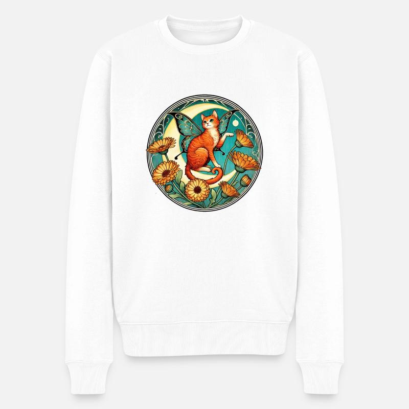Fée chat roux - Pull Premium bio Homme - blanc