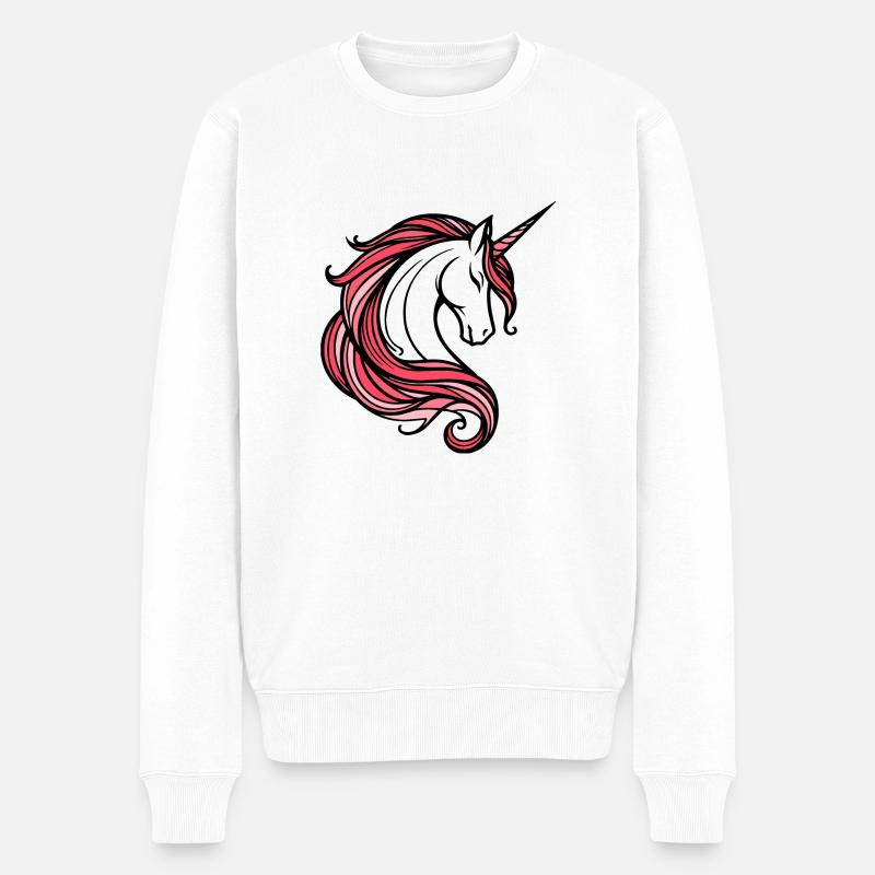 Einhorn - Männer Premium Bio Pullover - Weiß