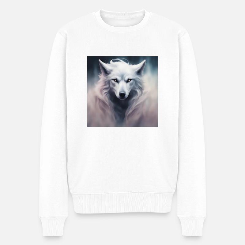 Wolf Spirit - Männer Premium Bio Pullover - Weiß