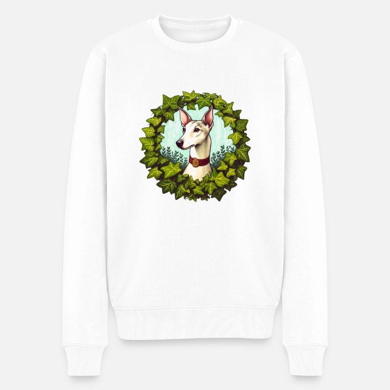 Vintage Galgo - Männer Premium Bio Pullover - Weiß