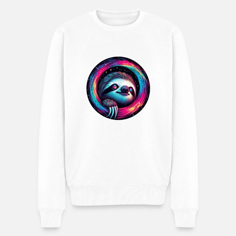 Kosmische Faultiergalaxie Kunst - Männer Premium Bio Pullover - Weiß