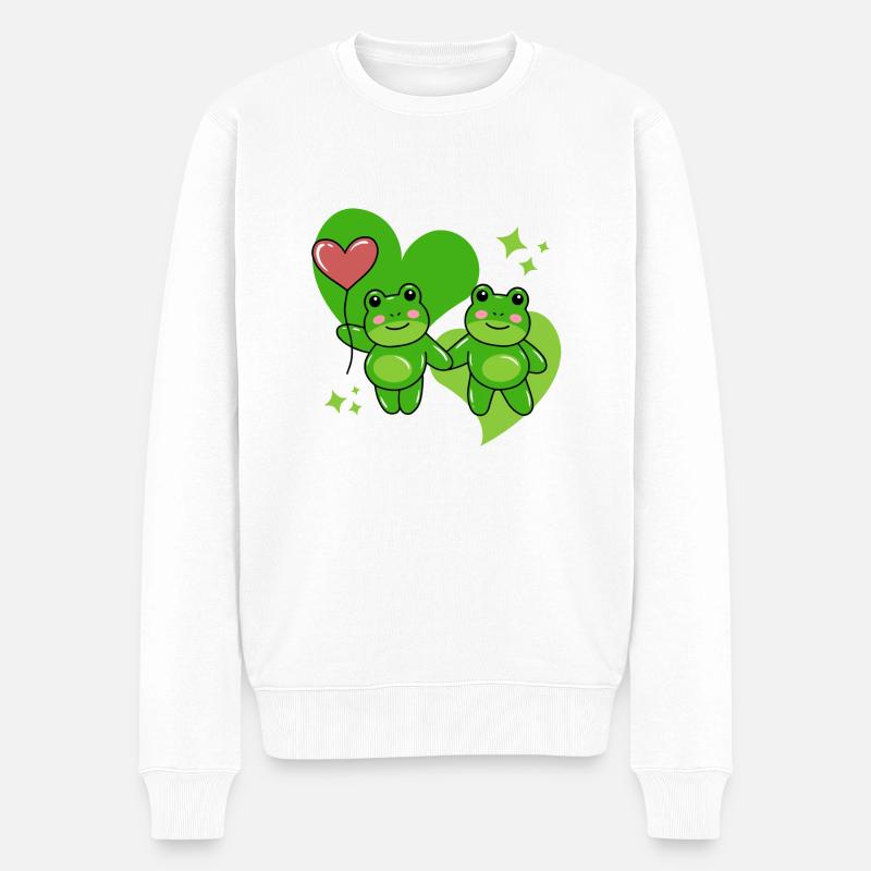 Verliebte Frösche - Männer Premium Bio Pullover - Weiß
