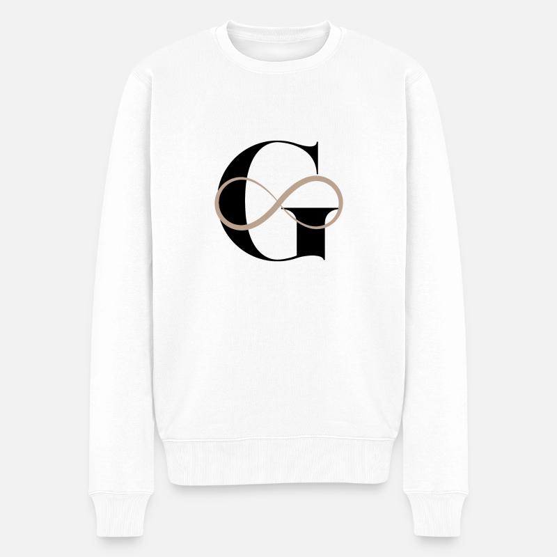 Unendlicher Buchstabe g - Männer Premium Bio Pullover - Weiß