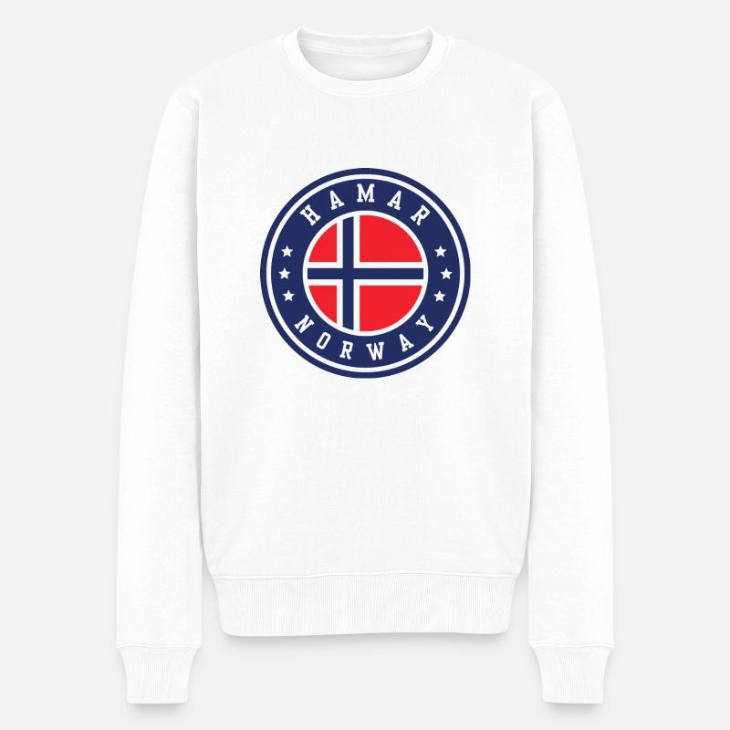 Hammar Norwegen Flagge - Männer Premium Bio Pullover - Weiß