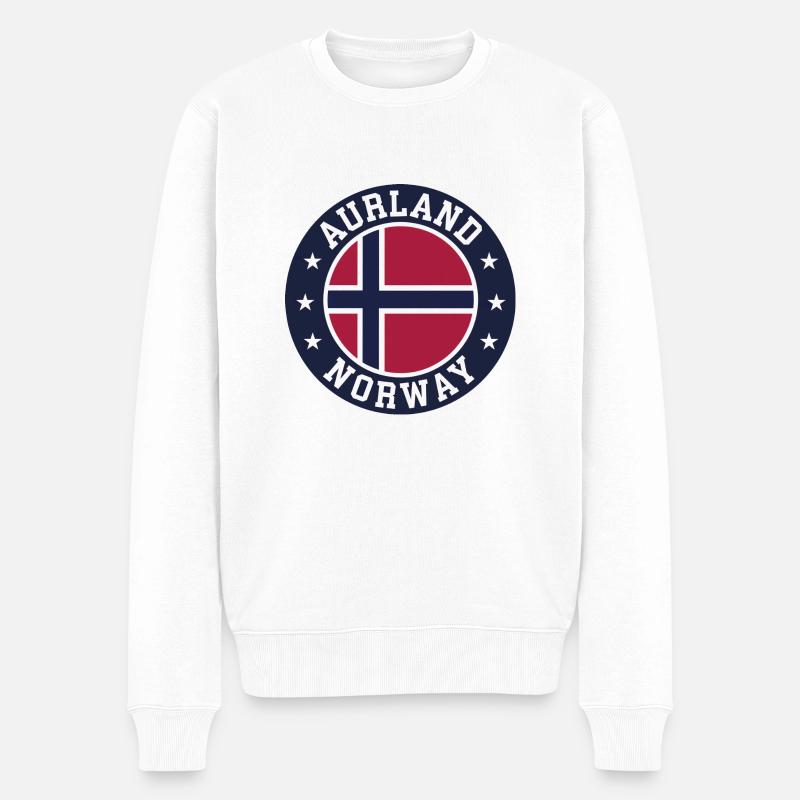 Drapeau Aurland Norway - Pull Premium bio Homme - blanc