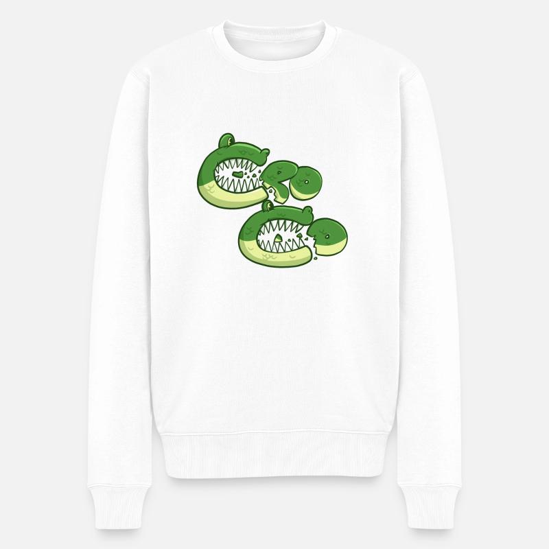 Hungriges Krokodil - Männer Premium Bio Pullover - Weiß