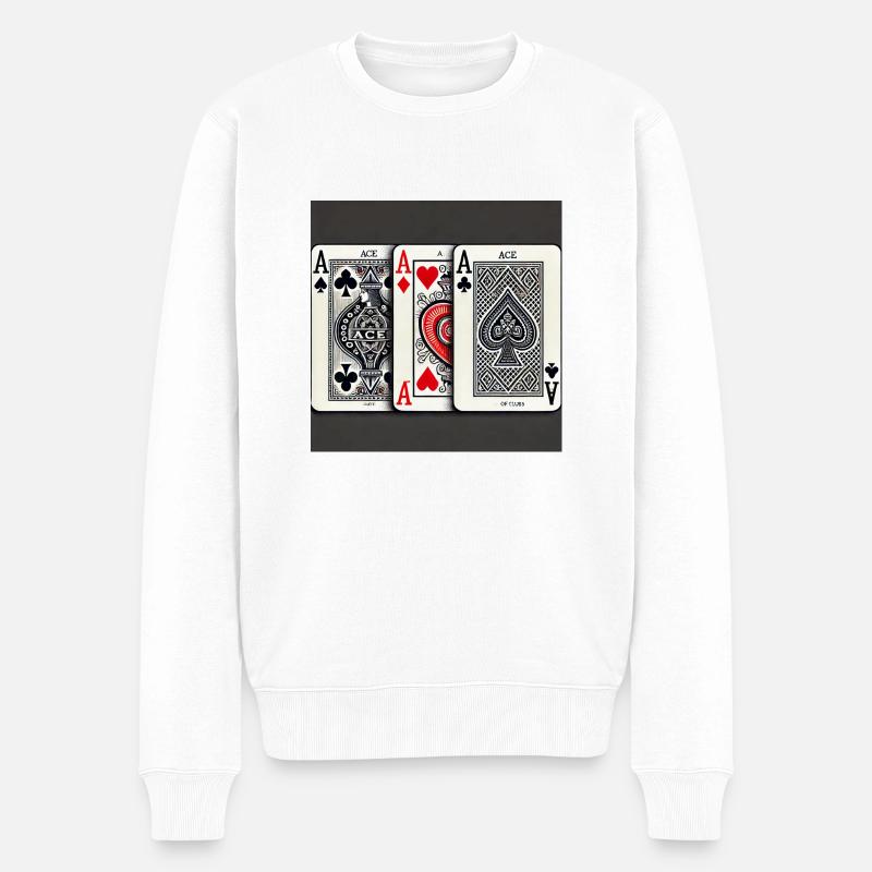 Drei Ass Kartenspiel - Männer Premium Bio Pullover - Weiß