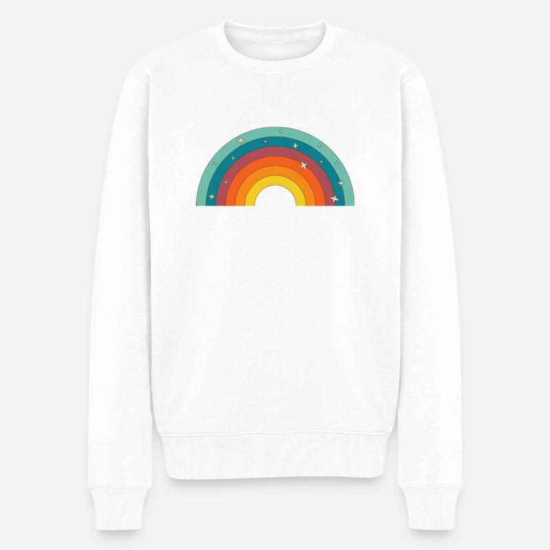 Arc-en-Ciel Rétro - Pull Premium bio Homme - blanc