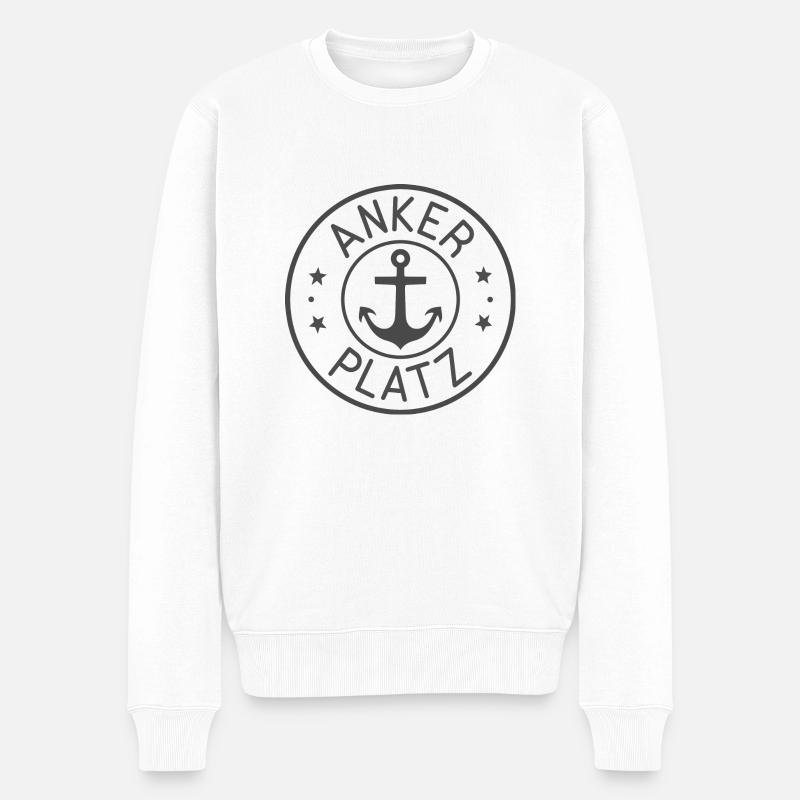Badge "Ankerplatz" - Männer Premium Bio Pullover - Weiß