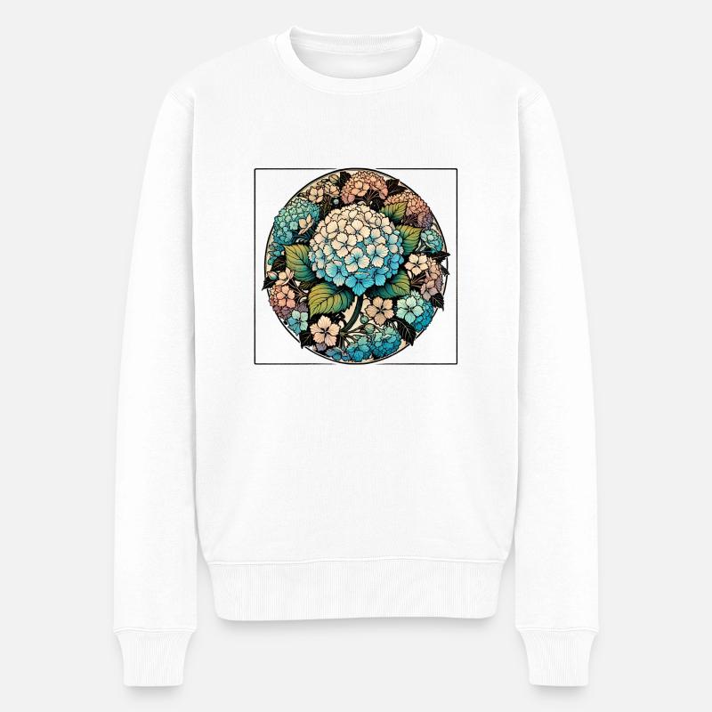 Hortensien - Männer Premium Bio Pullover - Weiß