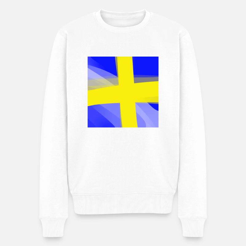 Schweden Flagge - Männer Premium Bio Pullover - Weiß