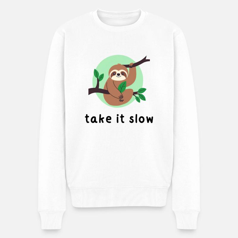 Gehen Sie es langsam an - Männer Premium Bio Pullover - Weiß