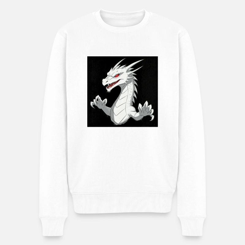 Strahlender weißer Drache - Männer Premium Bio Pullover - Weiß