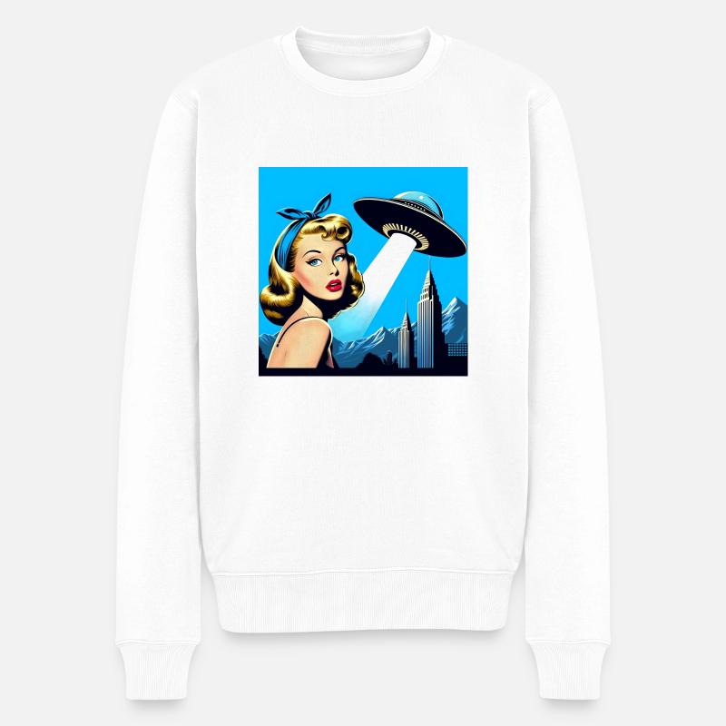 La fille et le vaisseau spatial - Pull Premium bio Homme - blanc