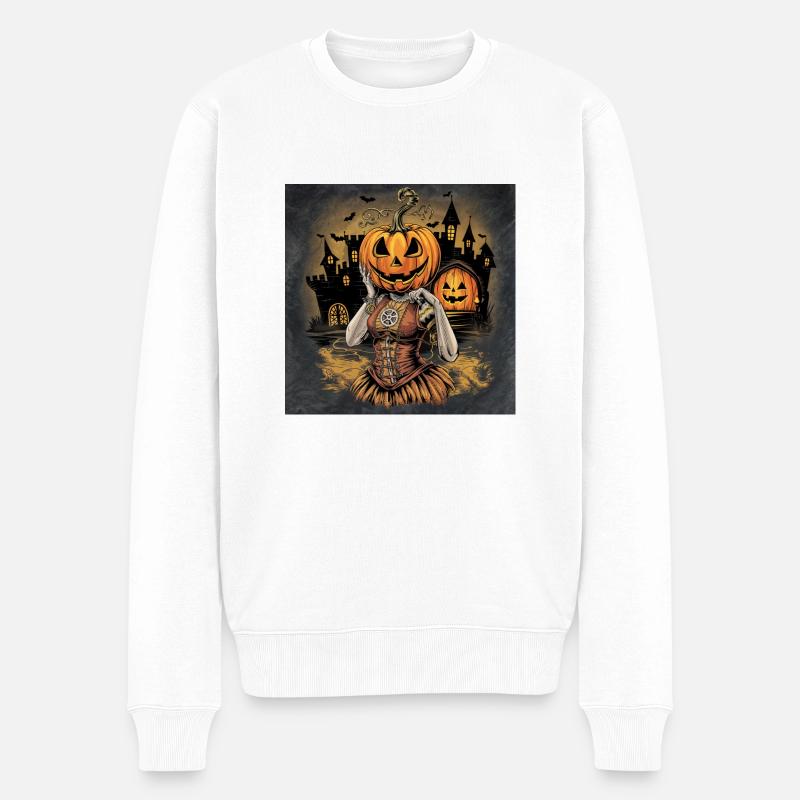 Steampunk Halloween Lady - Männer Premium Bio Pullover - Weiß