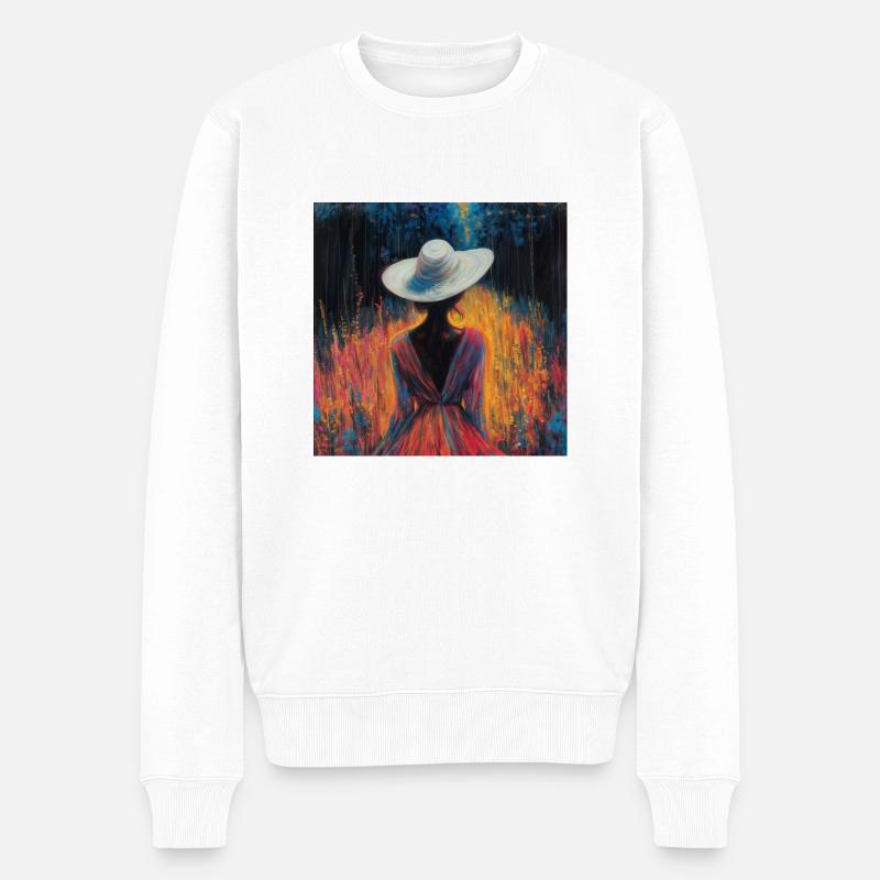 Die Frau und der Wald - Männer Premium Bio Pullover - Weiß