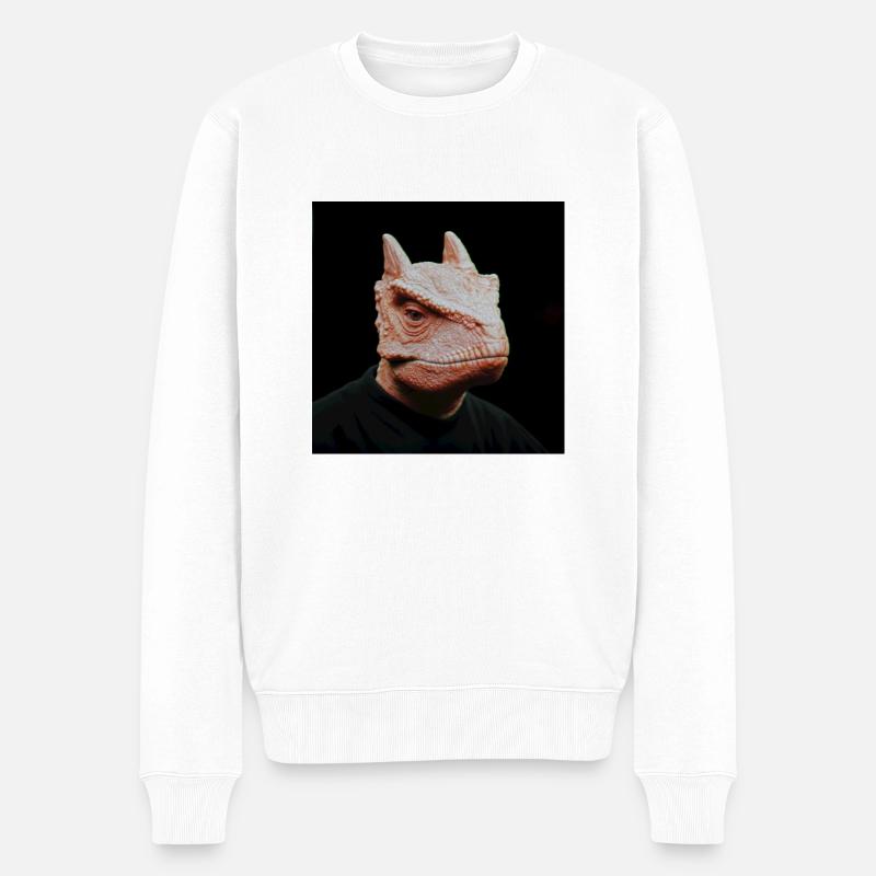 Retro-Dinosaurier - Männer Premium Bio Pullover - Weiß