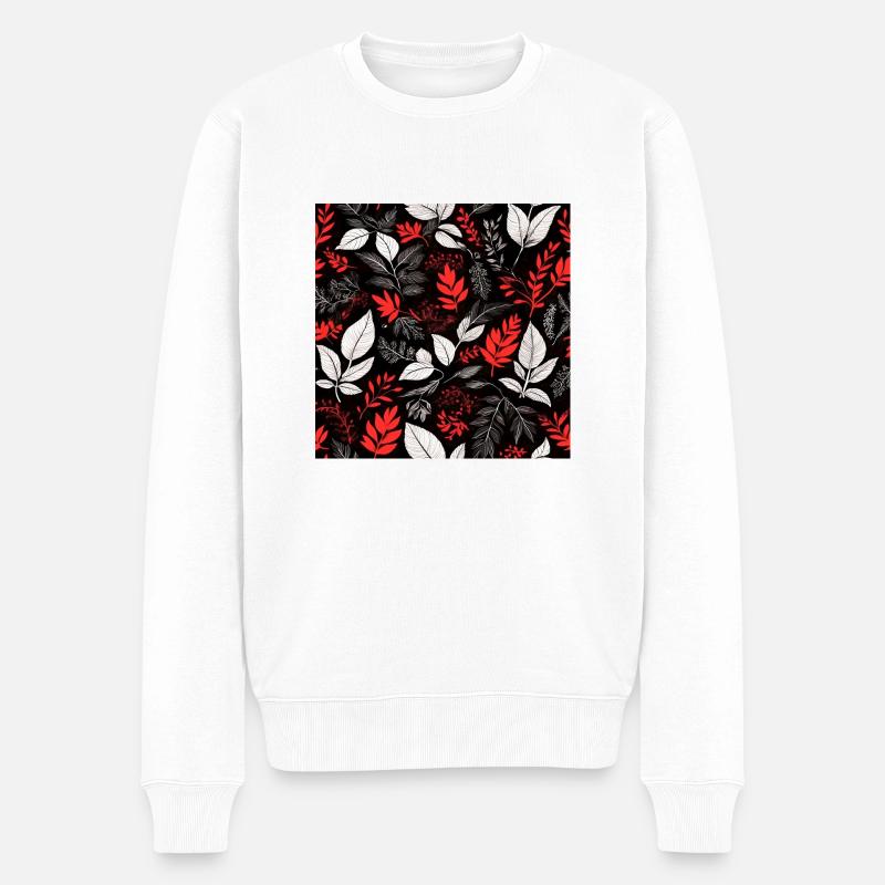motif de feuillage rouge - Pull Premium bio Homme - blanc