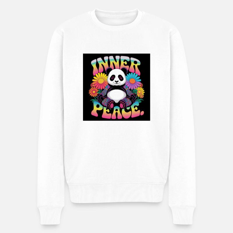 Innerer Frieden, meditierender Panda - Männer Premium Bio Pullover - Weiß
