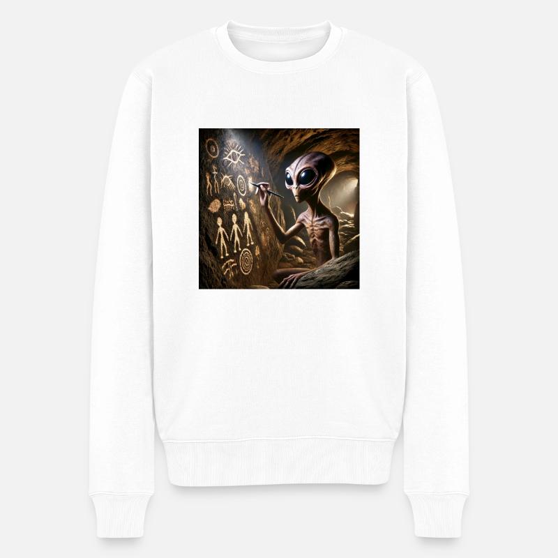 Prähistorischer Außerirdischer - Männer Premium Bio Pullover - Weiß