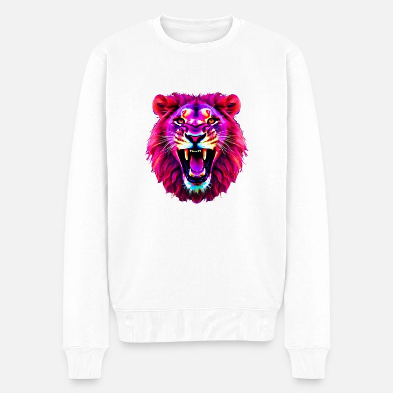 Löwe - Männer Premium Bio Pullover - Weiß