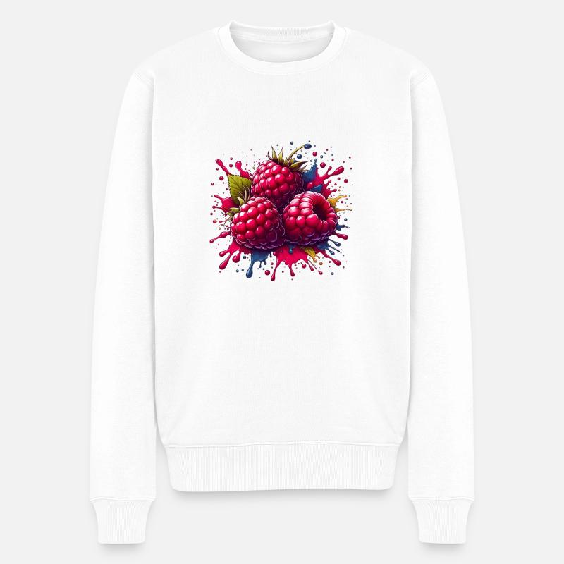 Framboises explosion de peinture - Pull Premium bio Homme - blanc