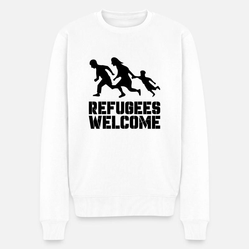 Refugees Welcome - Männer Premium Bio Pullover - Weiß