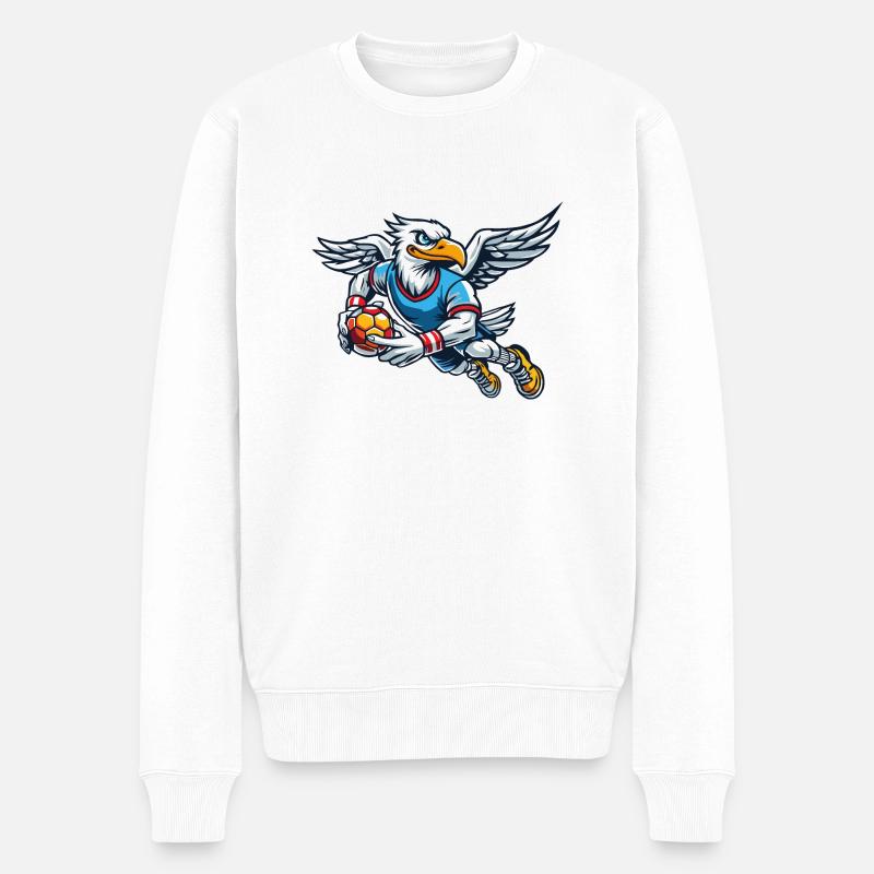 Der Möwe-Beachhandballer - Männer Premium Bio Pullover - Weiß