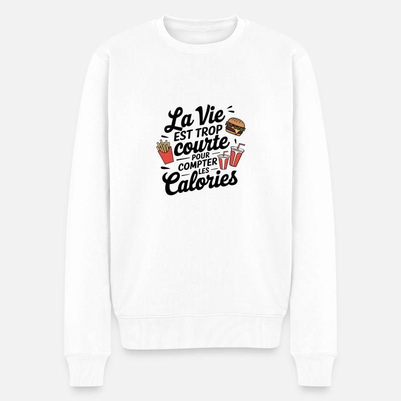 La vie est trop courte pour compter les calories - Pull Premium bio Homme - blanc